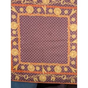 Authentic Celine Triomphe & Medallion Chain 19x19 Gold and Maroon Hankerchief